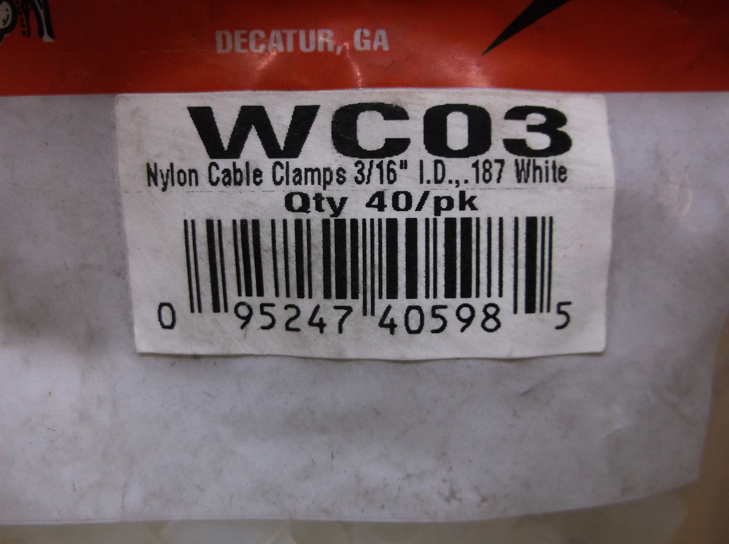 NYLON CABLE CLAMPS 3/16" I.D. (QTY 40/PACK)