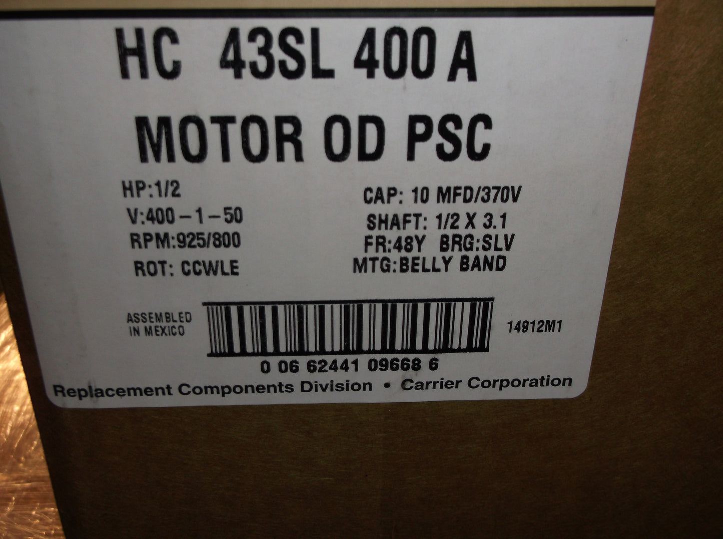 1/2HP DIRECT DRIVE BLOWER MOTOR 400/50/1 RPM:925/2-SPEED