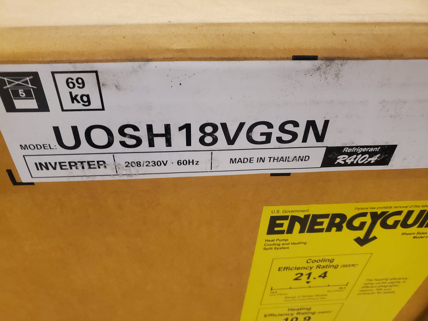 18,000 BTU SINGLE-ZONE INVERTER OUTDOOR MINI-SPLIT HEAT PUMP UNIT, 208-230/60/1 R-410A 21.4 SEER