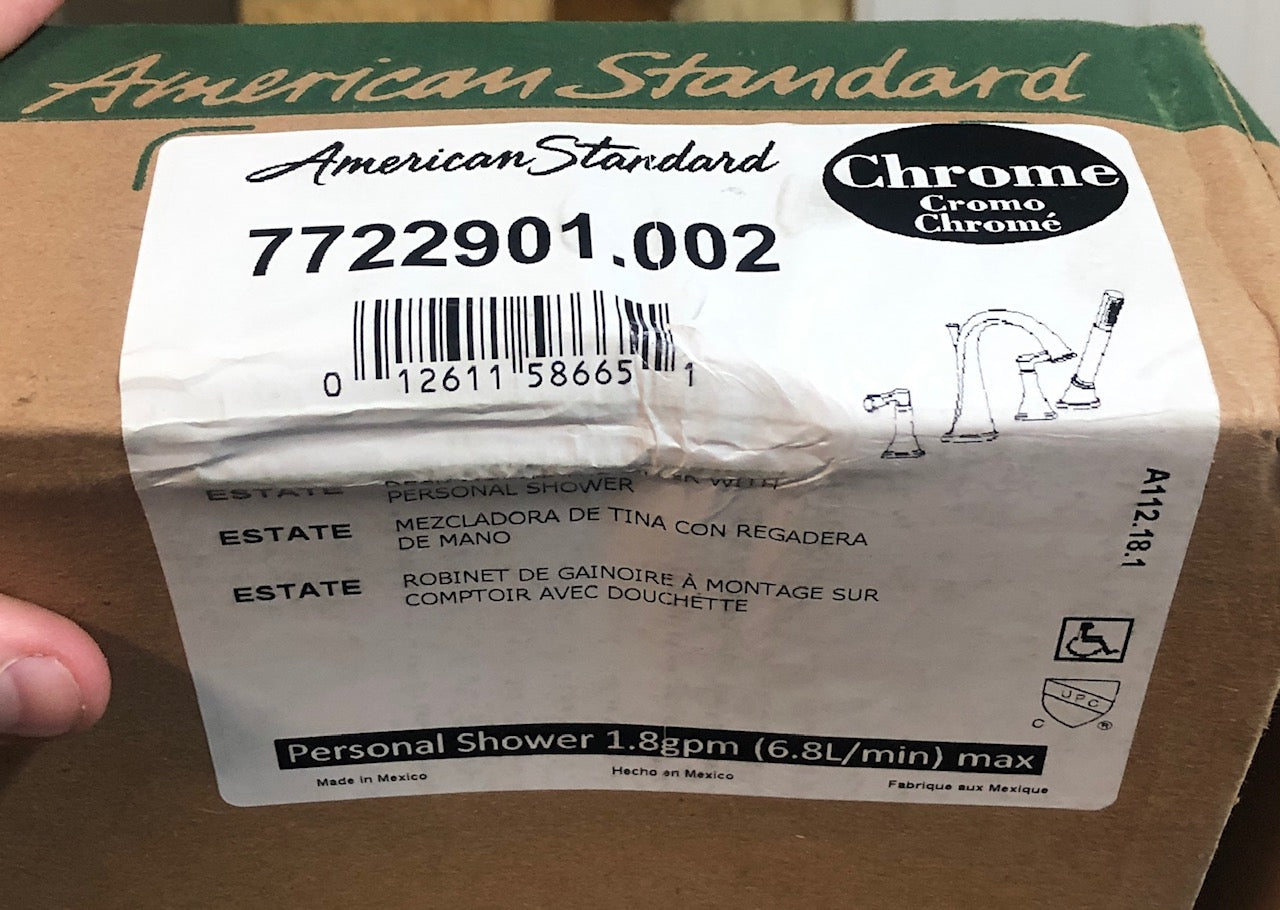 "ESTATE" CHROME DECK MOUNT TUB FILLER WITH PERSONAL SHOWER,