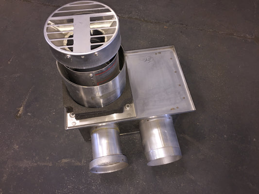 5" STAINLESS STEEL SHORT DIRECT VENT TERMINAL/W 4"DIA IN/OUT SLIDE PIPE CONNECTIONS