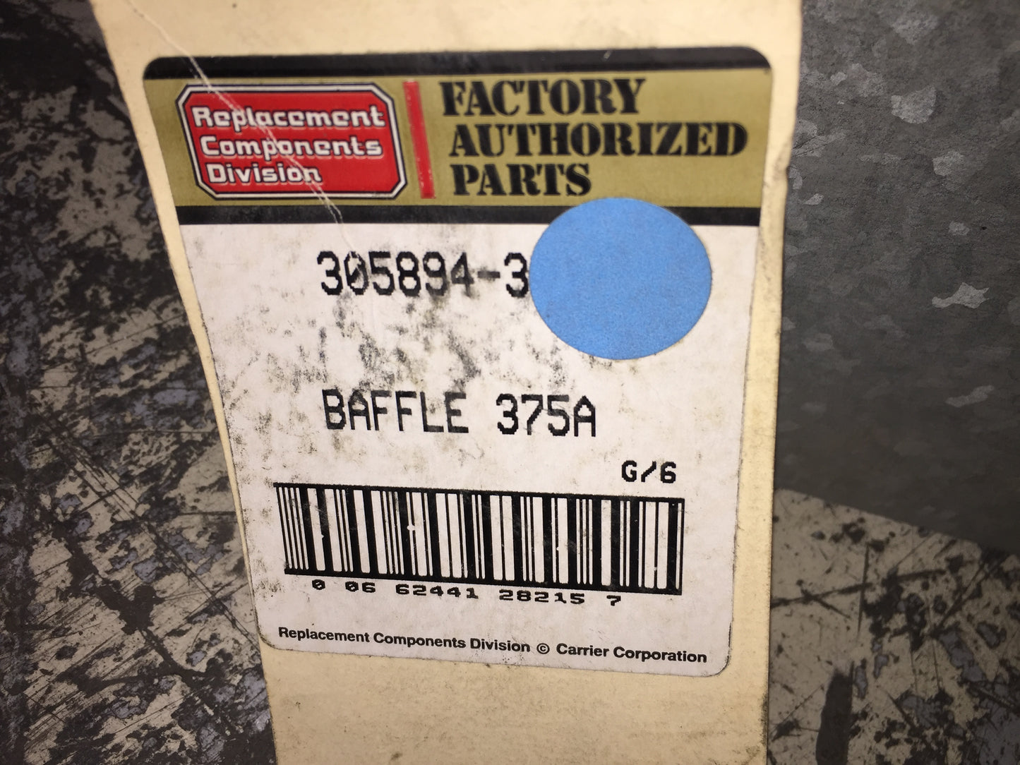 BAFFLE PLATE FOR CARRIER MODEL #375A-036060-A