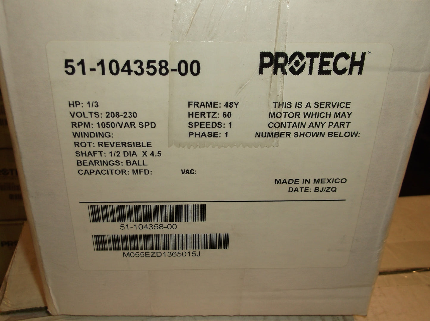 1/3HP UNPROGRAMMED ECM SELECTECH DIRECT DRIVE BLOWER MOTOR 208-230/60/1 RPM:1050/VARIABLE SPEED