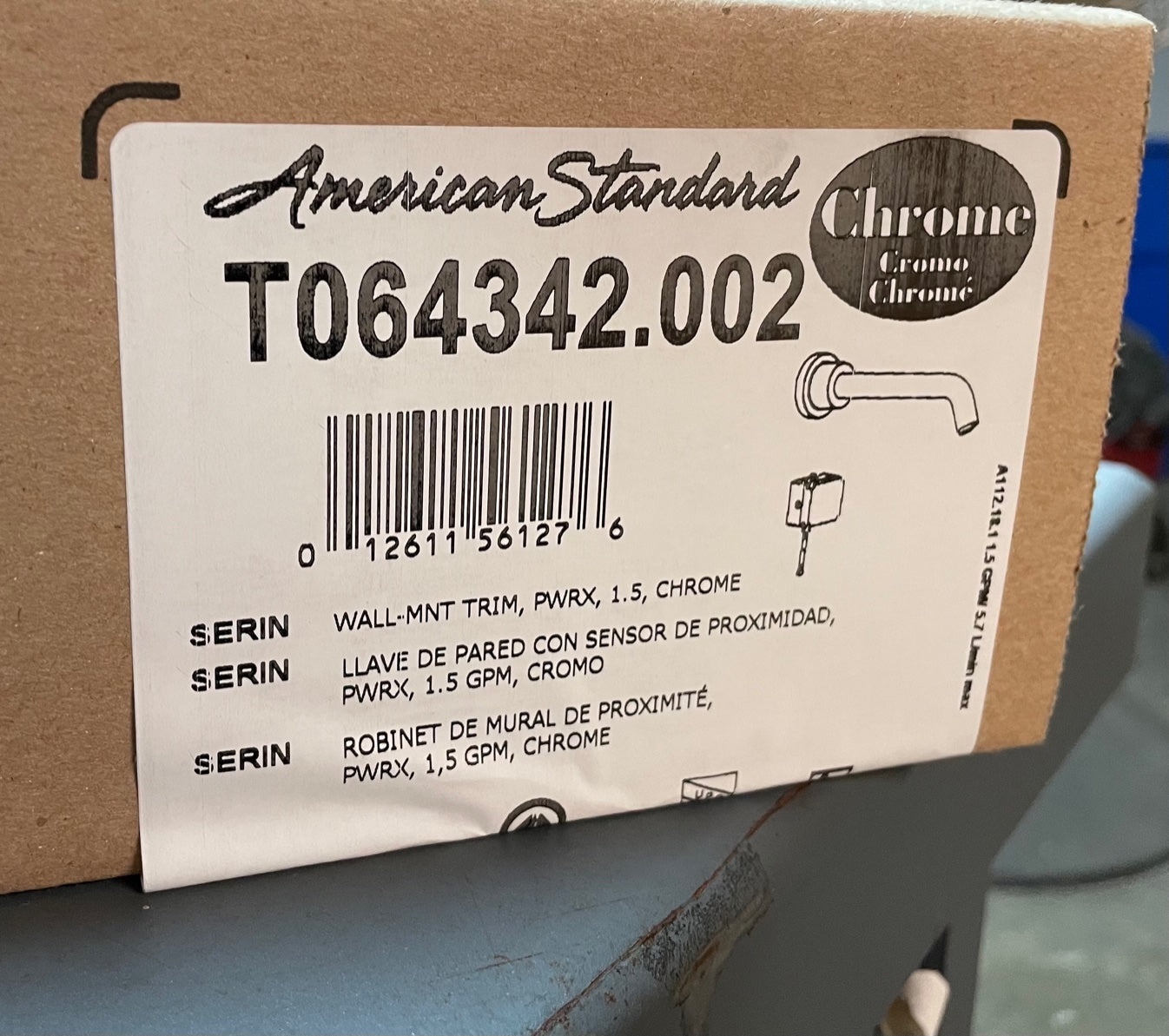 1.5 GPM "SERIN" CHROME WALL MOUNT SENSOR POWERED OPERATED FAUCET TRIM KIT,