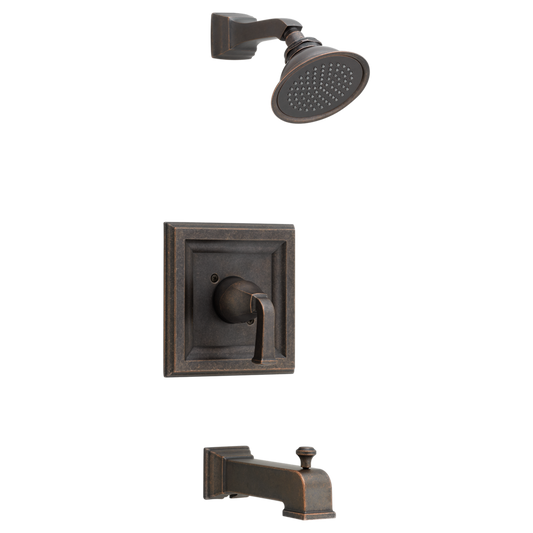 "TOWN SQUARE" OIL RUBBED BRONZE PRESSURE BALANCED BATH AND SHOWER TRIM WITH FLOWISE WATER SAVING 3 FUNCTION SHOWER HEAD, LESS VALVE BODY