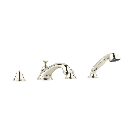 SEABURY FOUR HOLE BATHTUB FAUCET WITH HAND SHOWER LESS HANDLES, 1.75 GPM, POLISHED NICKEL