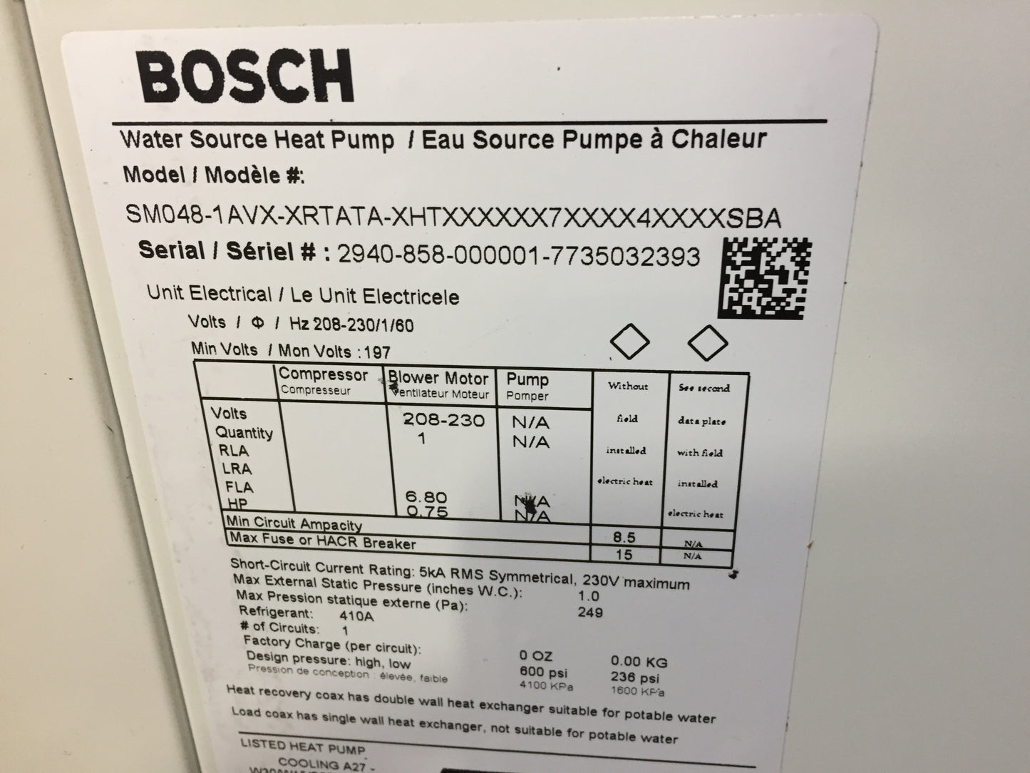 4 TON "SM" SPLIT GEOTHERMAL AIR HANDLER 208/230/60/1 R410A