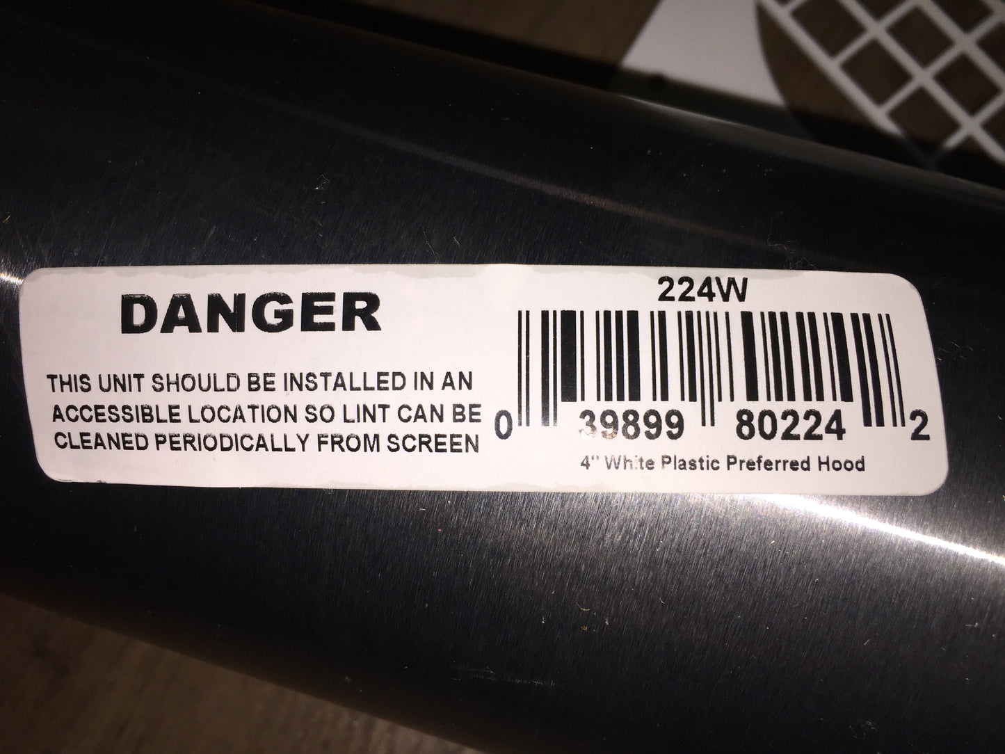 4" SILVER ALUMINUM DRYER VENT WITH PLASTIC FACE,BIRD SCREEN AND FLAPPER