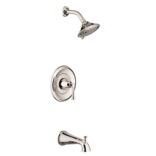 ESTATE POLISHED NICKEL PRESSURE BALANCED BATH AND SHOWER TRIM WITH FLOWISE WATER SAVING 3 FUNCTION SHOWER HEAD, LESS VALVE BODY
