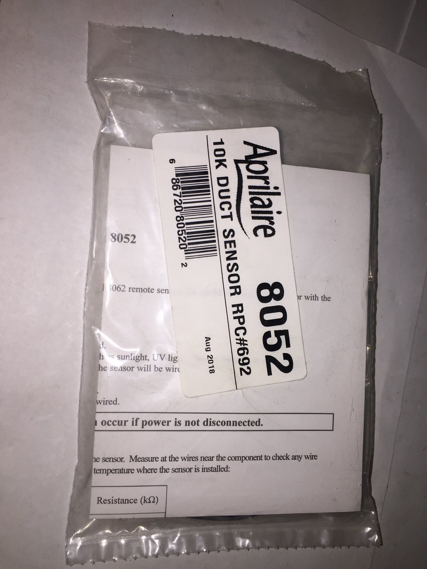 TEMPERATURE SENSOR-10K FOR AUTO TRAC HUMIDISTAT SYSTEM