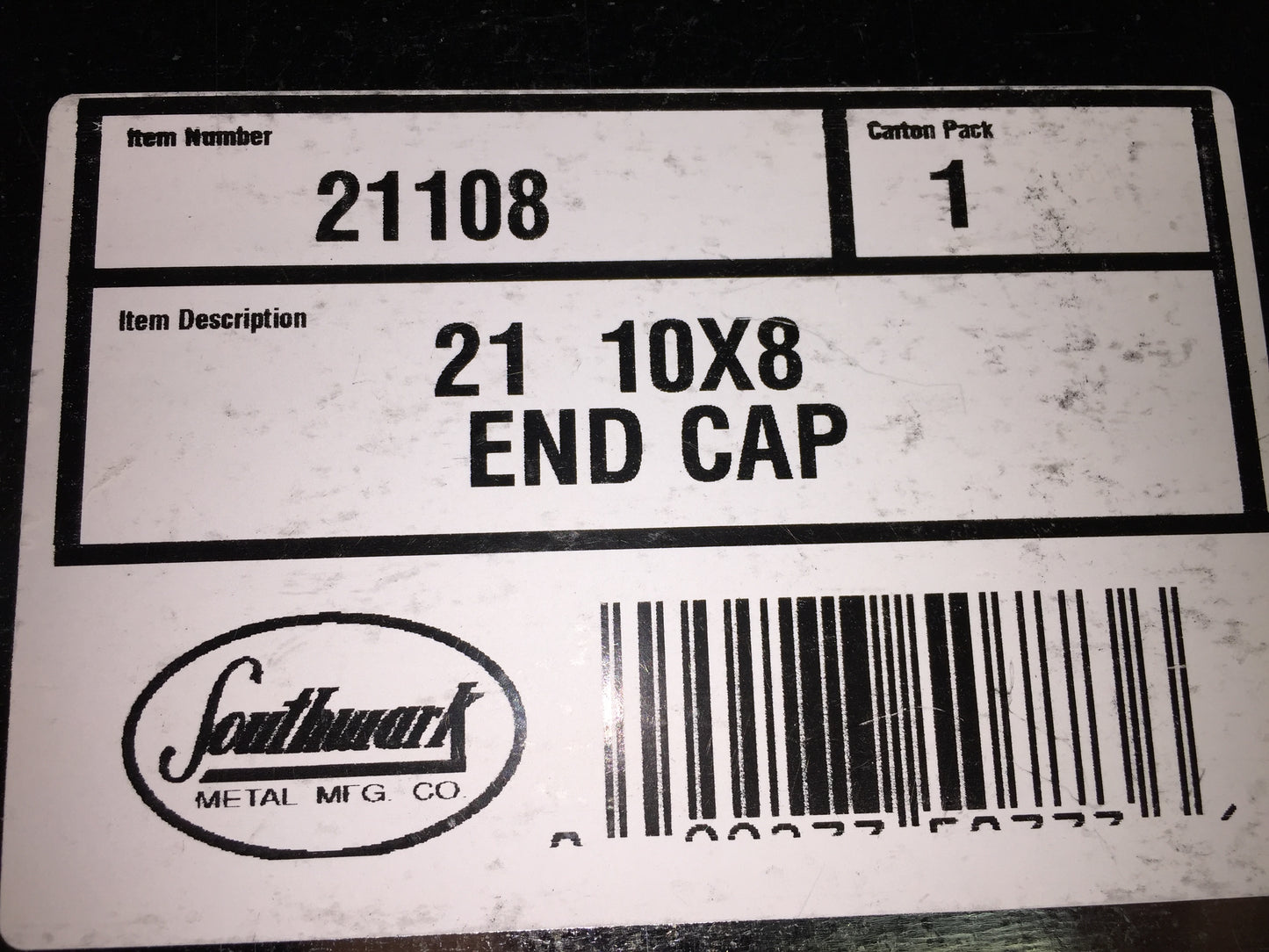 #21 10" X 8" DUCT END CAP 