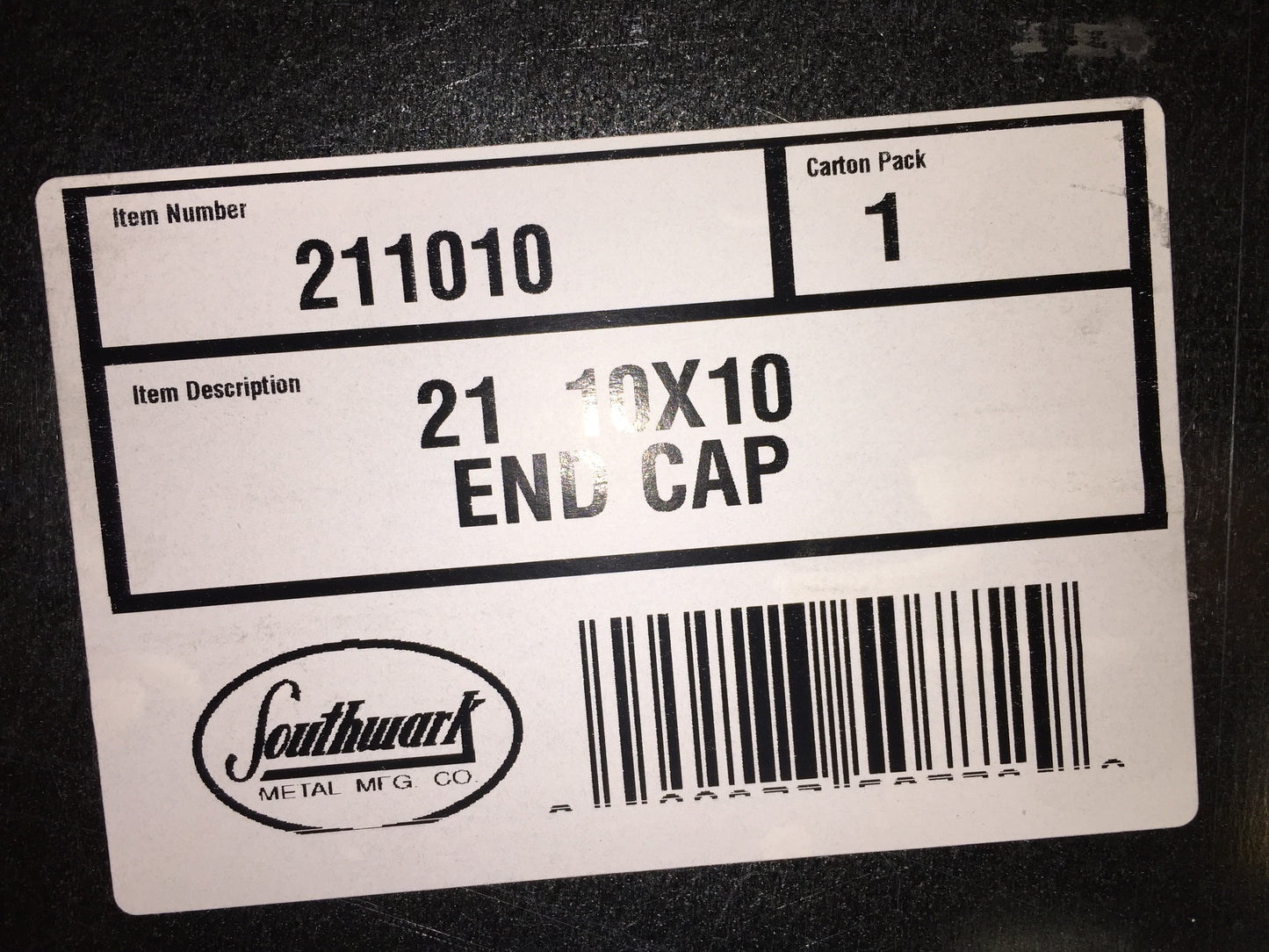 #21 10" X 10" DUCT END CAP