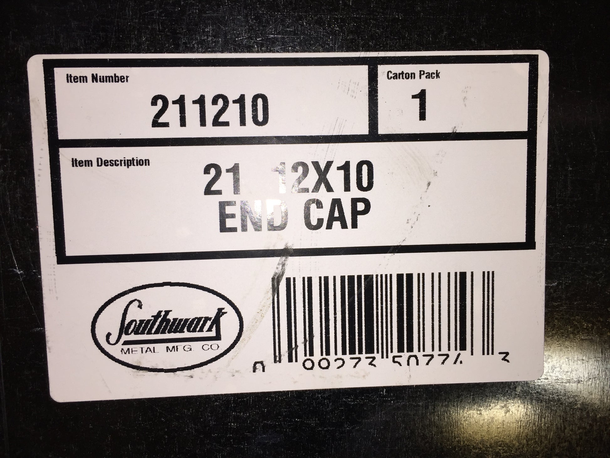 #21 12" X 10" DUCT END CAP 