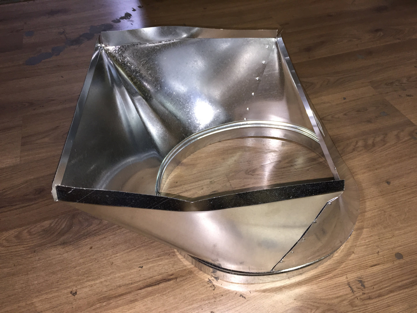 14" X 16" X 16" SQUARE TO ROUND BOOT ADAPTER WITH 4" OFFSET