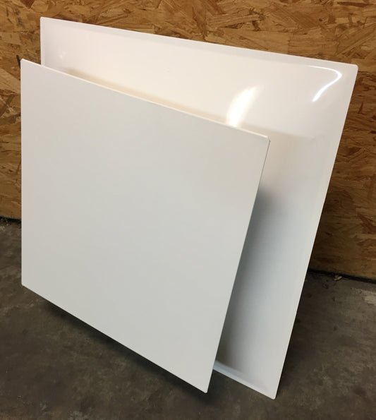 24x24x15 T1100 Ceiling Diffuser, Square, Architectural Plaque, Steel, Painted white (WH) finish, 15" neck  **sold as 2 pack**