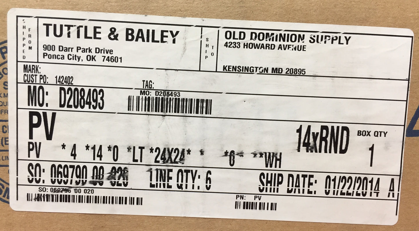 24" x 24" Perforated Diffuser PV Series Adjustable Curved Blade with 14" Neck