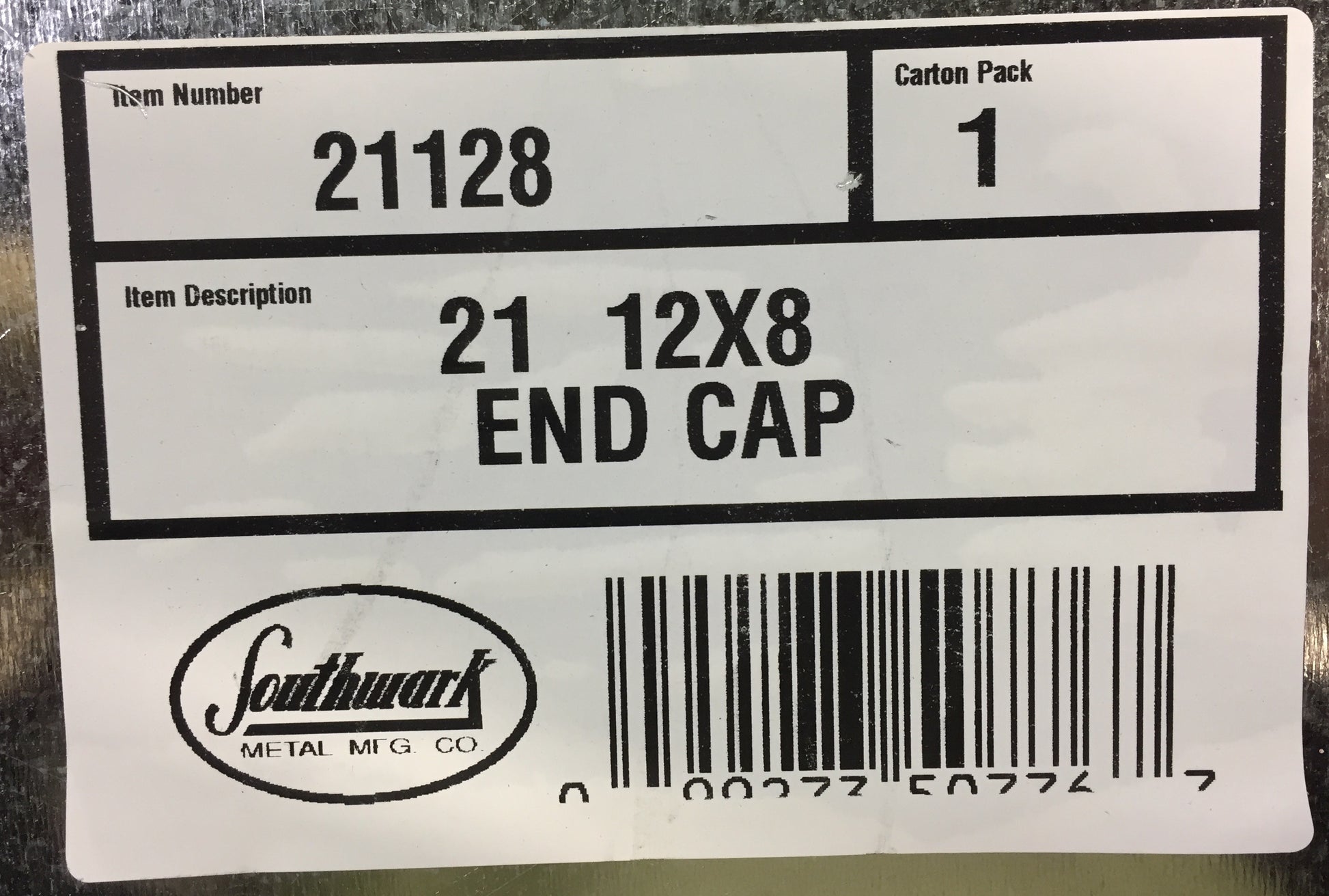 #21 12" X 8" RECTANGULAR DUCT END CAP