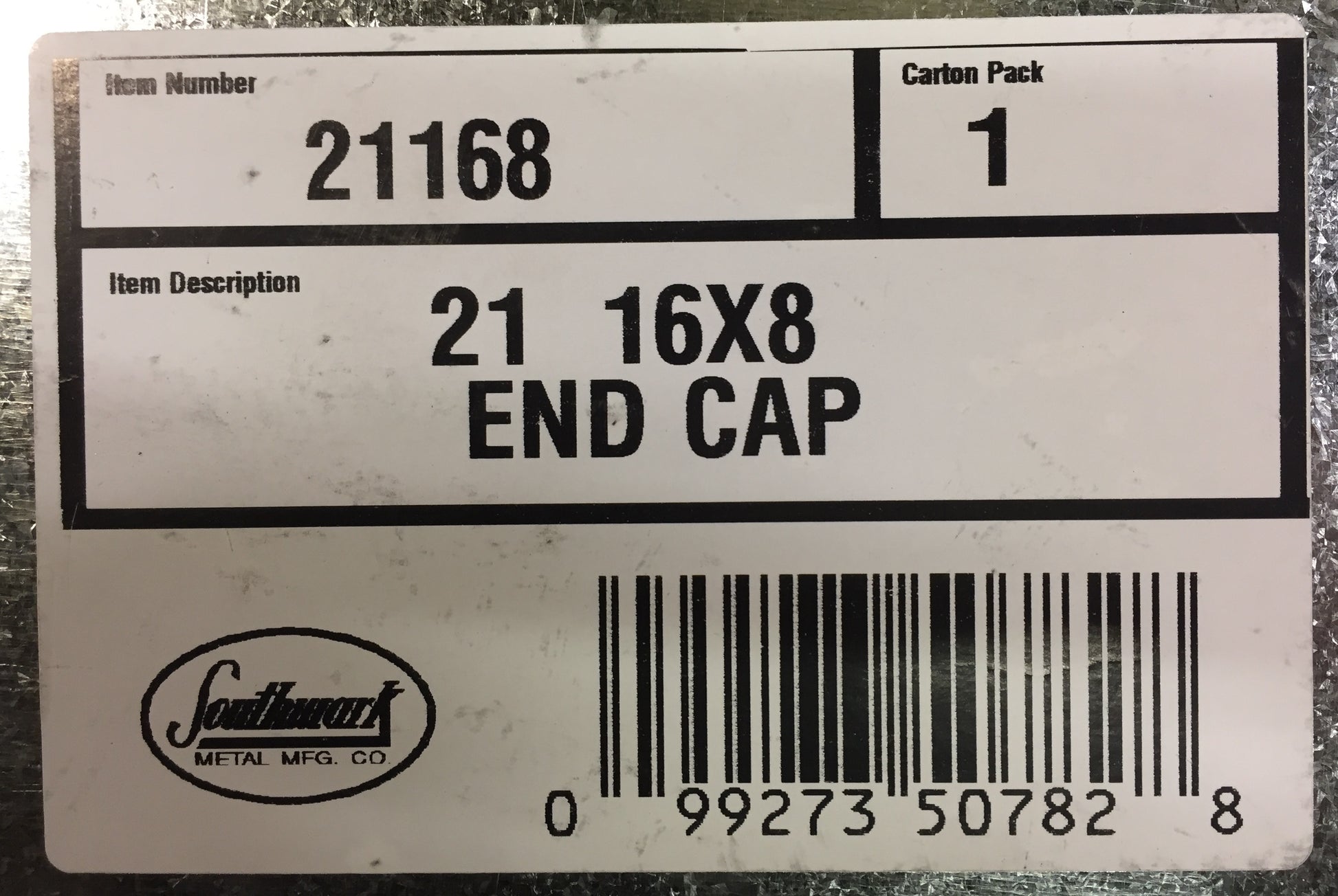 #21 16" X 8" RECTANGULAR DUCT END CAP
