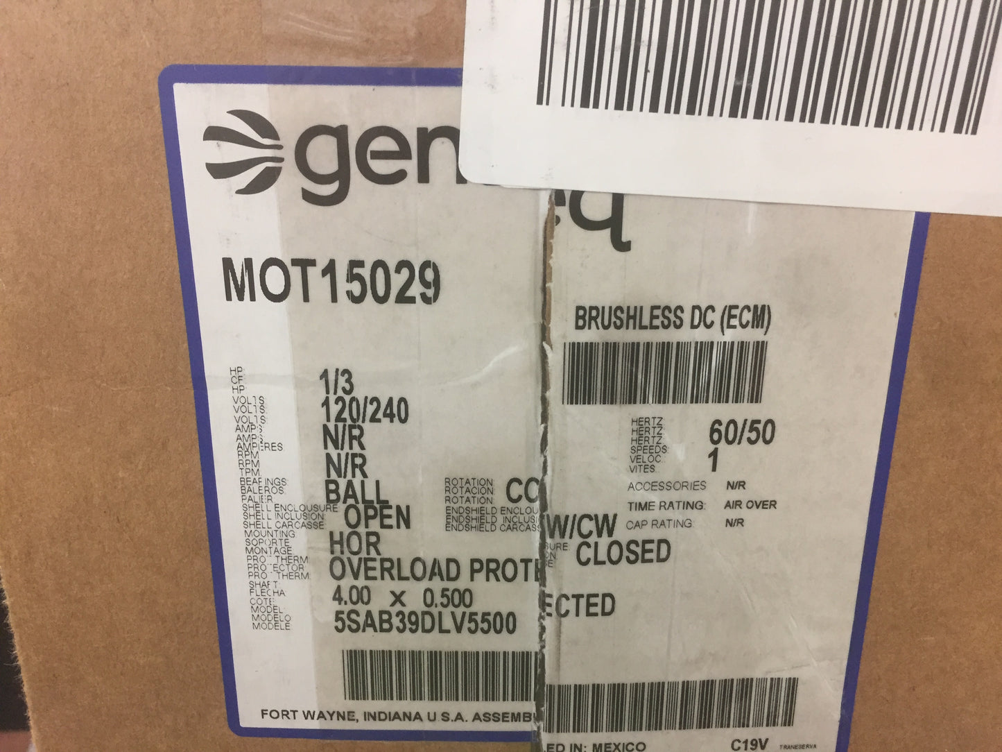 1/3 HP ECM DIRECT DRIVE BLOWER MOTOR 120-240/50-60/1 RPM:1200