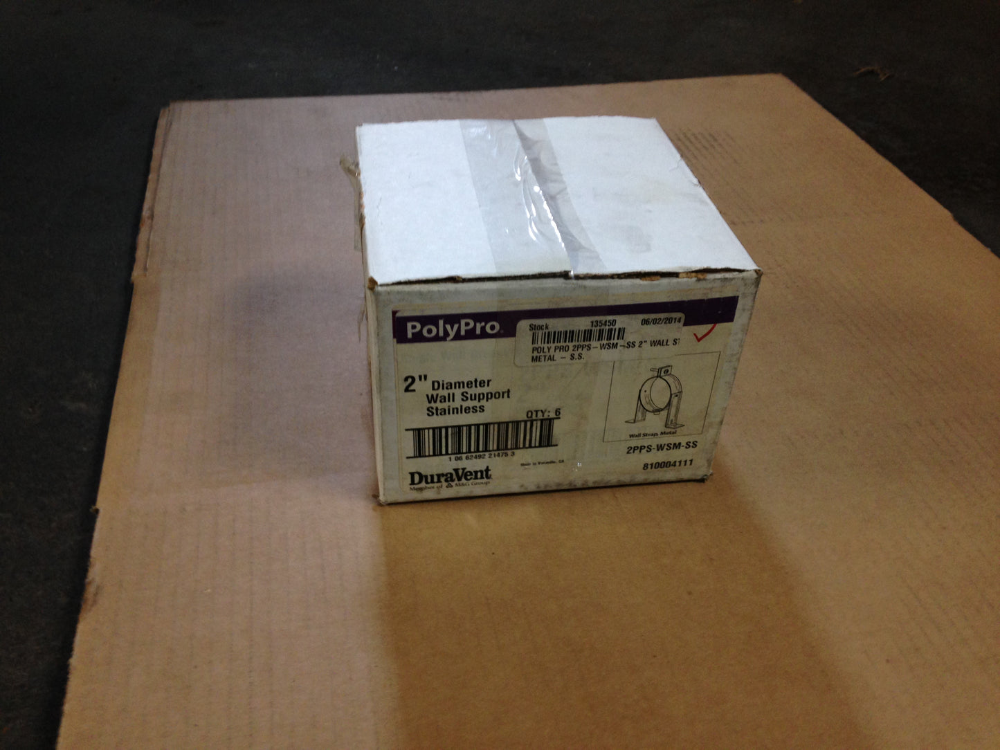 2" DIAMETER WALL SUPPORT STAINLESS, SOLD AS 6 PER BOX