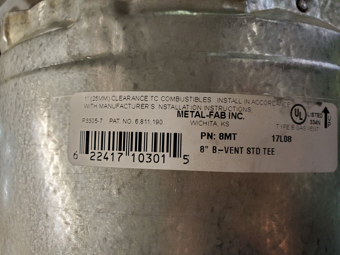8" B-VENT STANDARD TEE