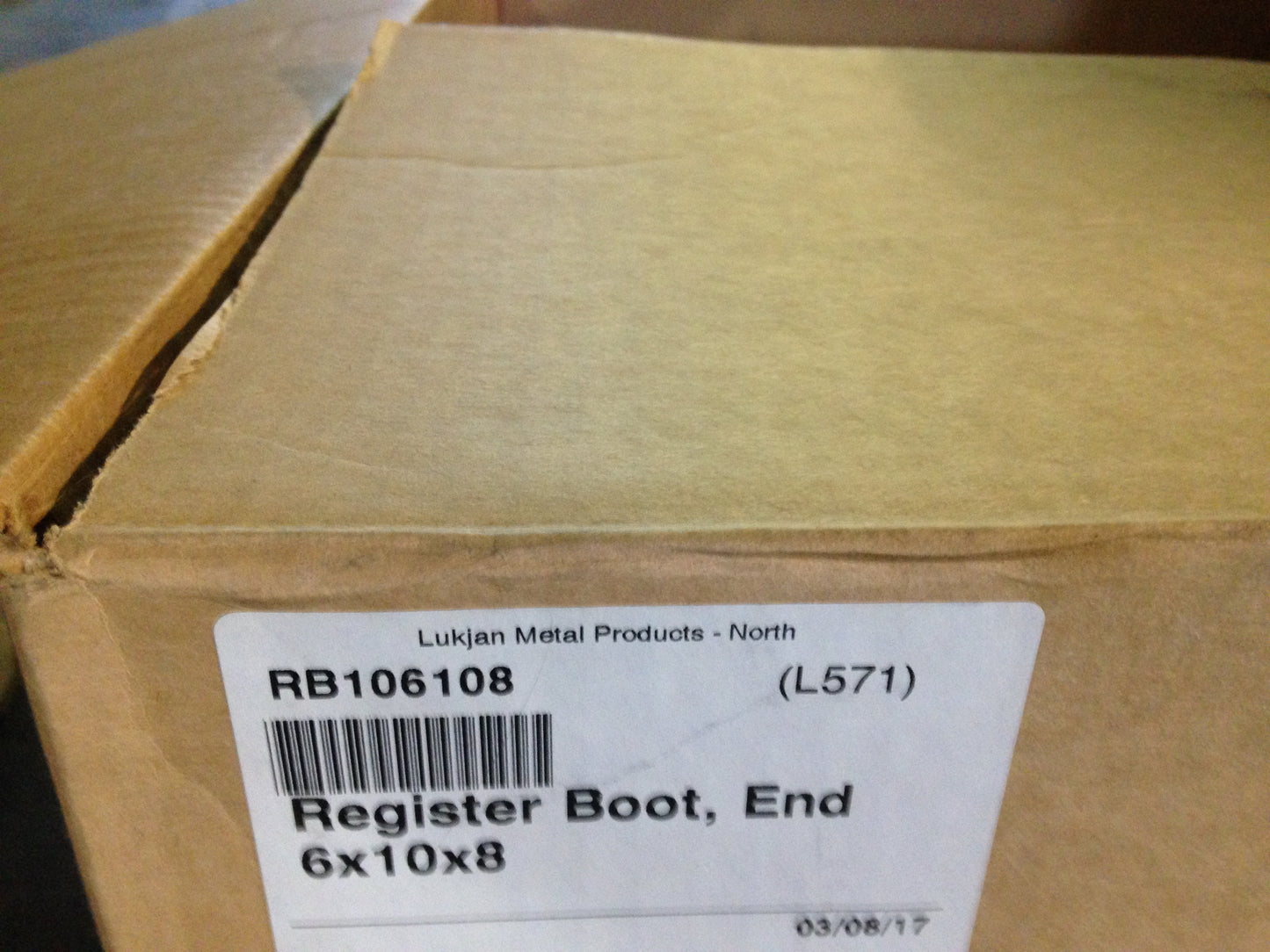 6" X 10" X 8" REGISTER BOOT, END