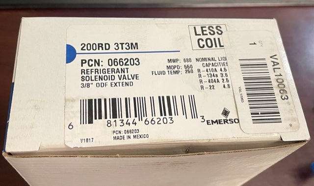 3/8"SWEAT REFRIGERANT SOLENOID VALVE/LESS COIL
