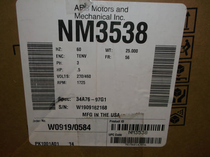 .5HP INDUSTRIAL MOTOR 230-460/60/3 RPM:1725/1-SPEED