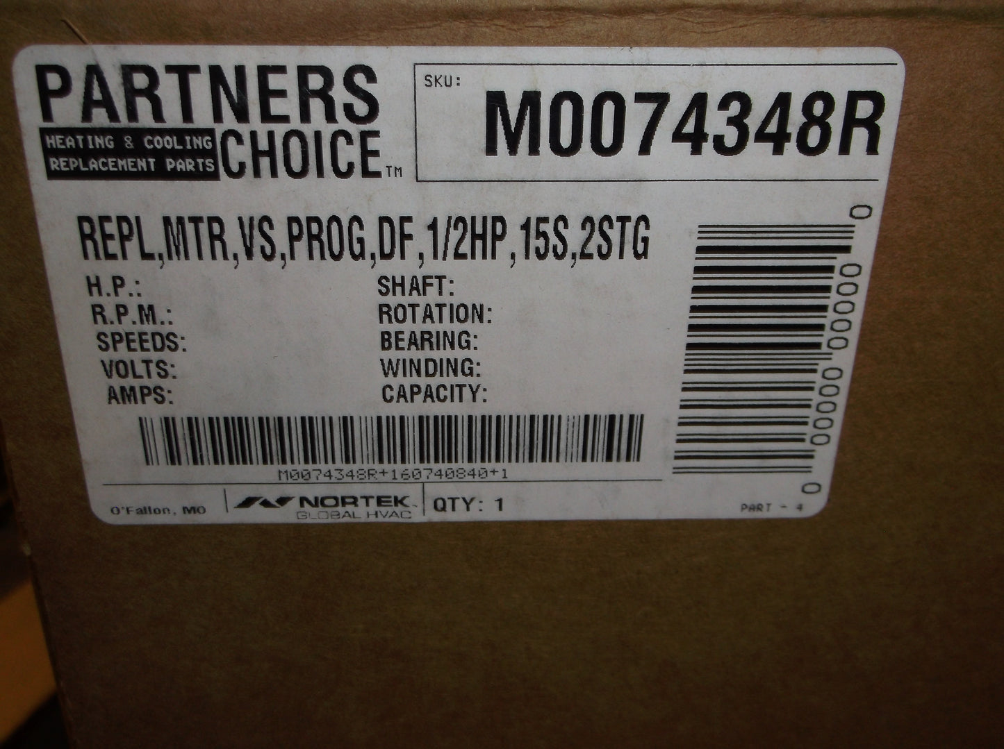 1/2HP ECM DIRECT DRIVE BLOWER MOTOR 120-240/50-60/1 RPM: VARIABLE SPEED