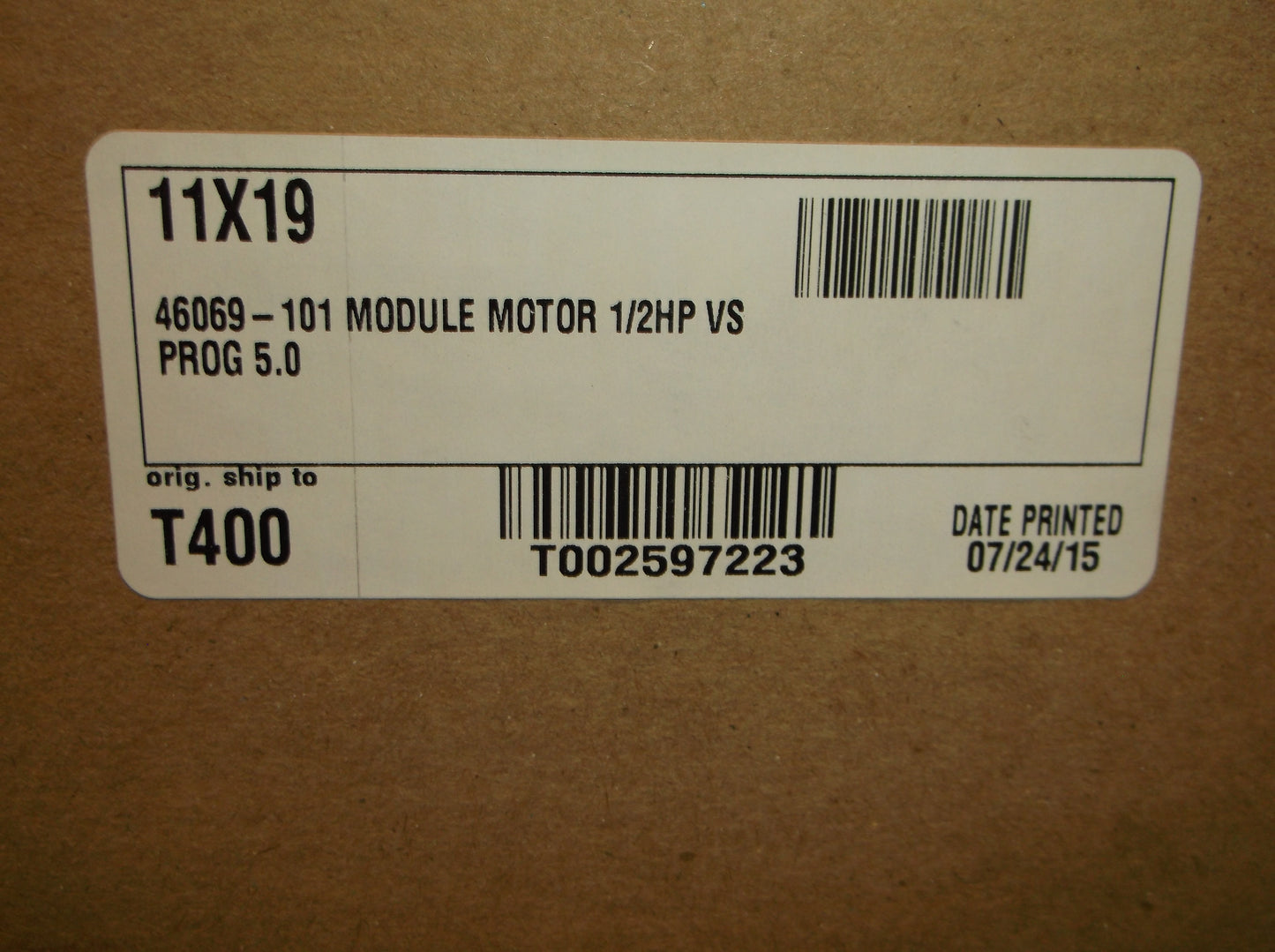1/2HP ECM MOTOR MODULE VS PROGRAMMED 5.0 208-230/60/1 RPM:0-1200/VARIABLE SPEED
