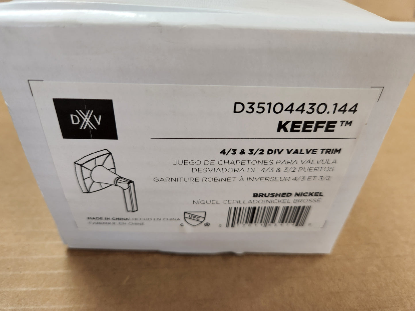 KEEFE BRUSHED NICKEL 4/3 & 3/2 DIV VALVE TRIM