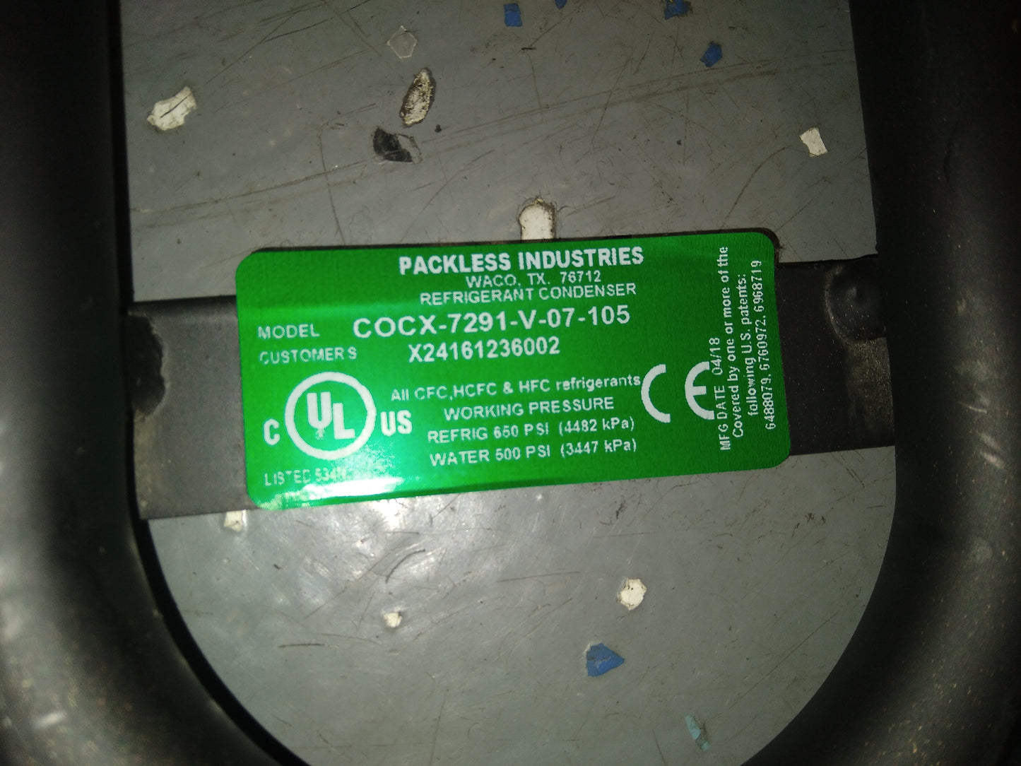 MULTI-REFRIGERANT WATER SOURCE COAX REFRIGERANT CONDENSER WITH MOUNTING BRACKET