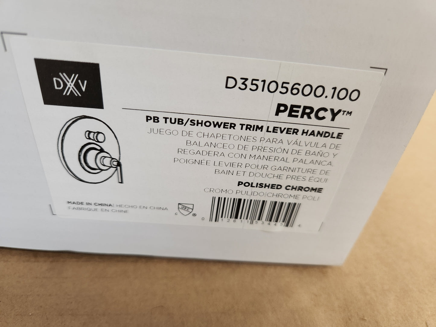 PERCY POLISHED CHROME PB TUB/SHOWER TRIM LEVER HANDLE