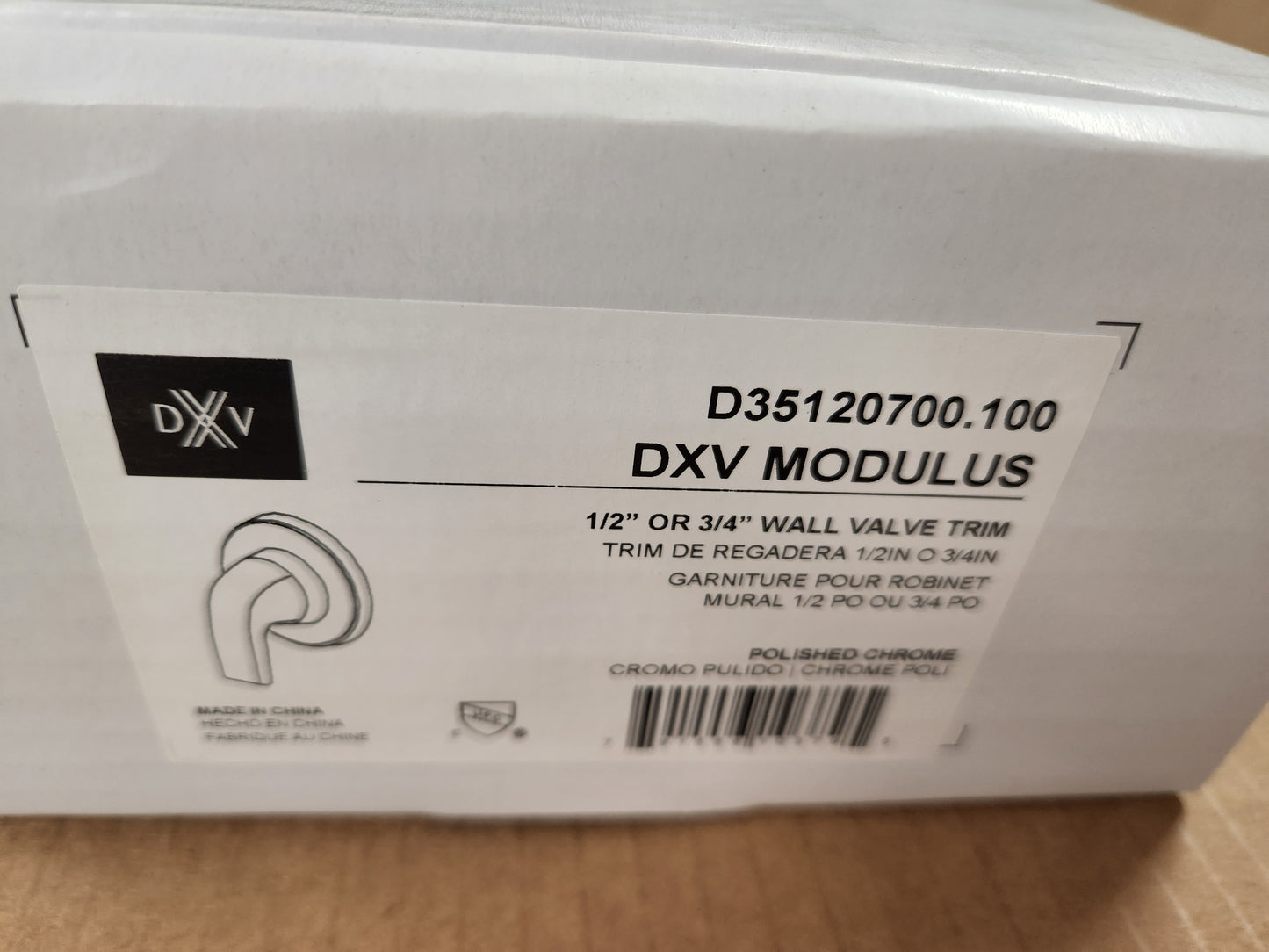 DXV MODULUS POLISHED CHROME 1/2" OR 3/4" WALL VALVE TRIM