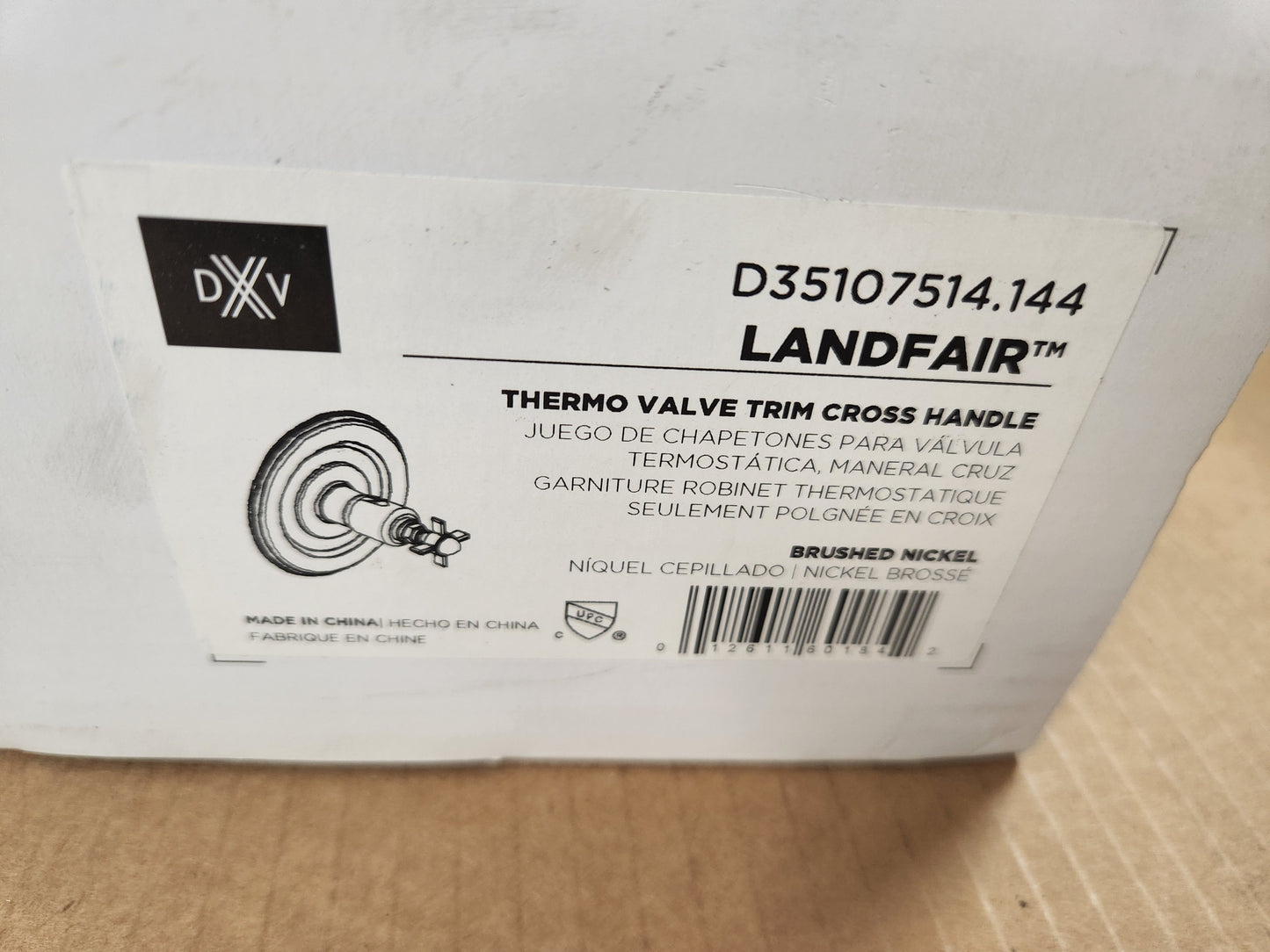 LANDFAIR BRUSHED NICKEL THERMO VALVE TRIM CROSS HANDLE