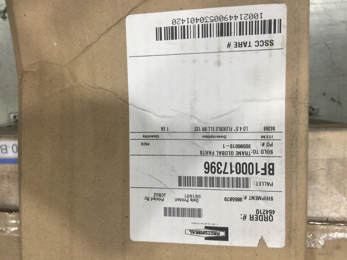 4-1/2" FLEXIBLE ELBOW, 40" X 4.5" X 3.25"