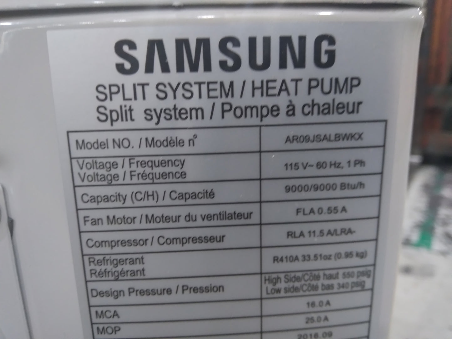 9,000 BTU "NOVUS" SERIES SINGLE ZONE OUTDOOR MINI-SPLIT HEAT PUMP 115/60/1 20 SEER R-410A