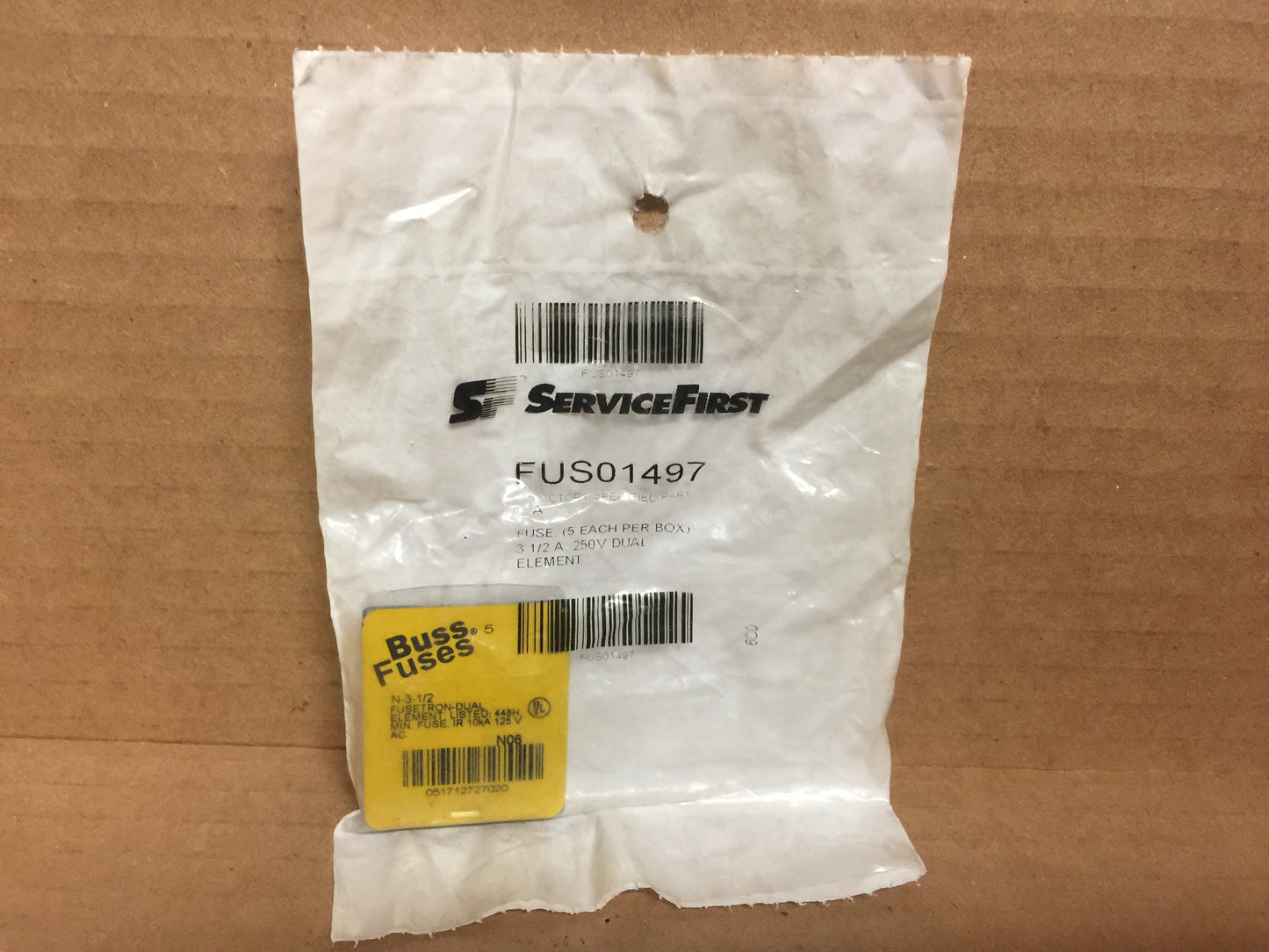 FUSE; 3 1/2 AMP, 125V DUAL ELEMENT, 5PK