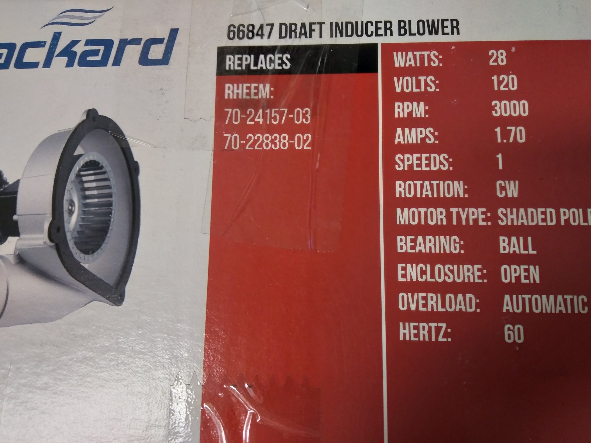 28W DRAFT INDUCER AND HOUSING ASSEMBLY 120/60/1 RPM:3000/1-SPEED 211010
