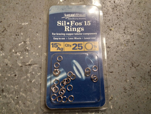 SIL FOS 15% AG RING 1/4" OD(SOLD AS 25 PER PACK)