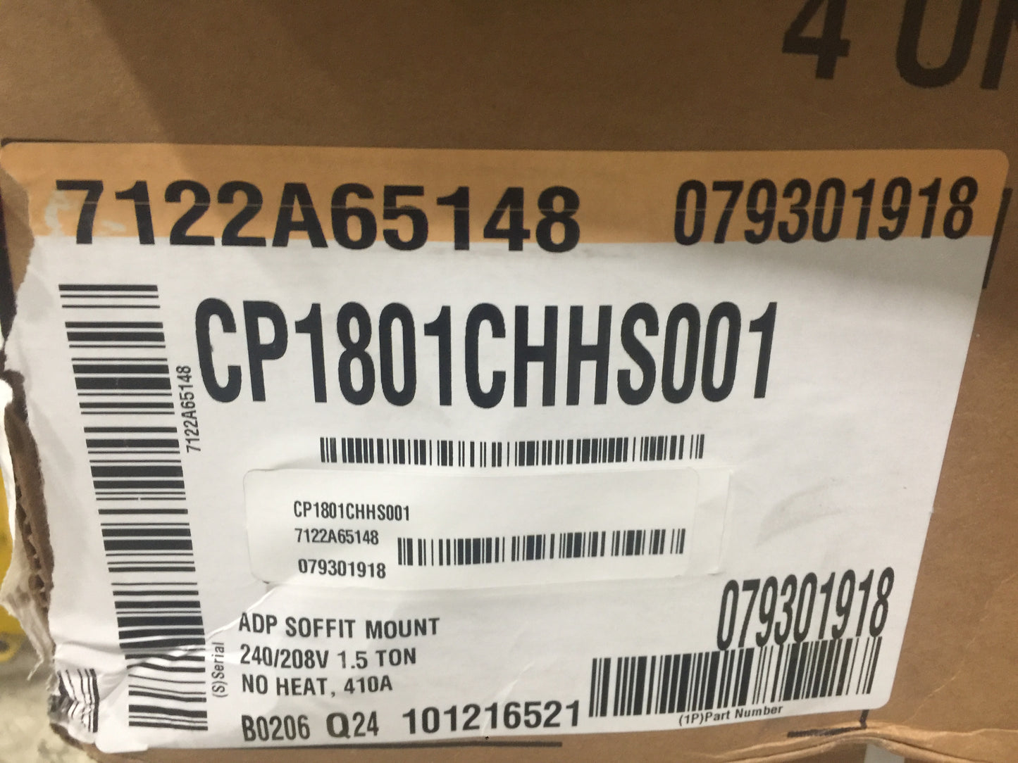 1.5 TON UNCASED HORIZONTAL CEILING MOUNT AIR HANDLER; 208-240/60/1, R-410A, CFM:600