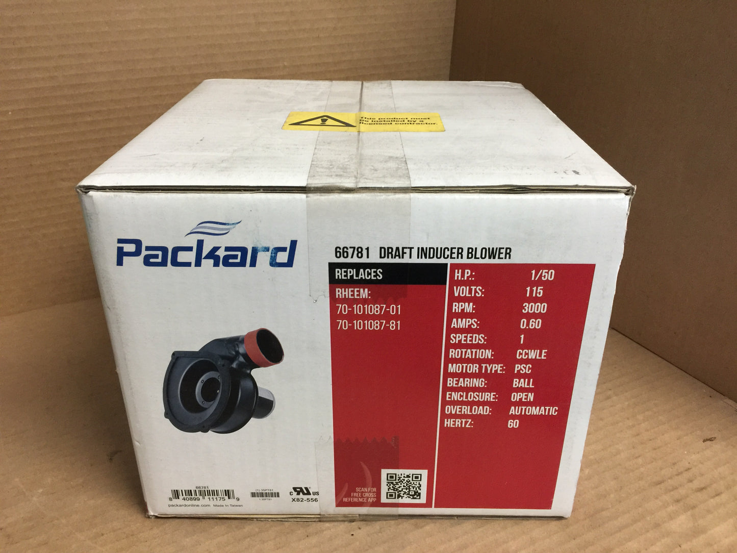 1/50 HP DRAFT INDUCER BLOWER; 115V, 60HZ