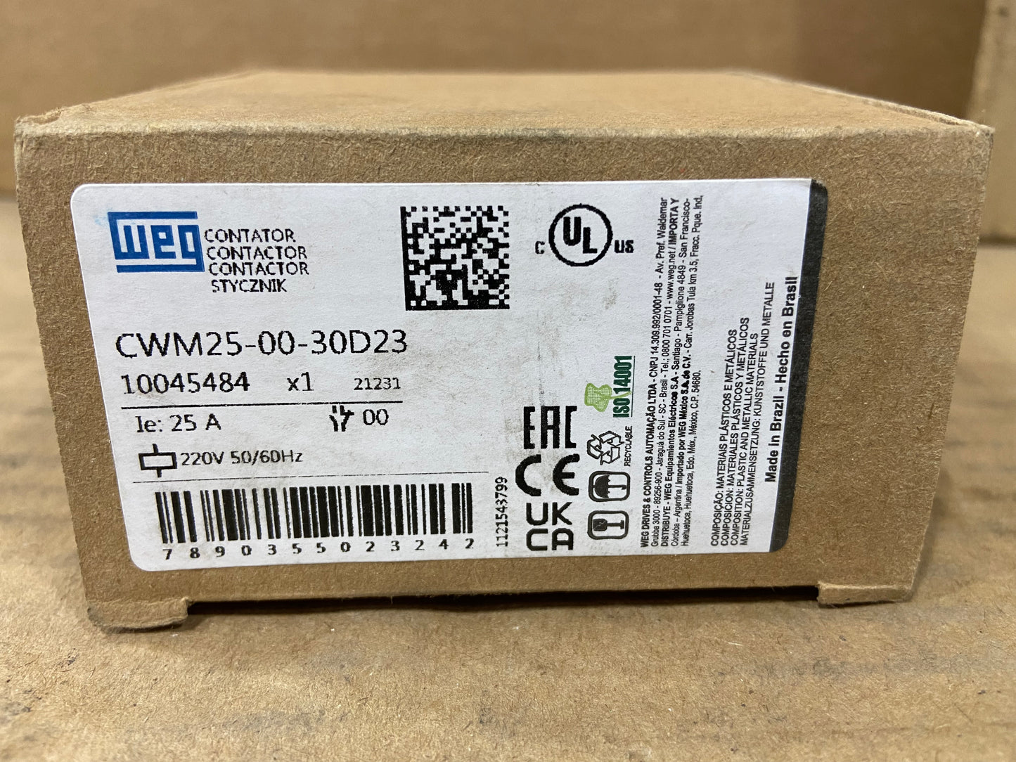 3 POLE CONTACTOR 220VAC 50/60HZ 25AMP