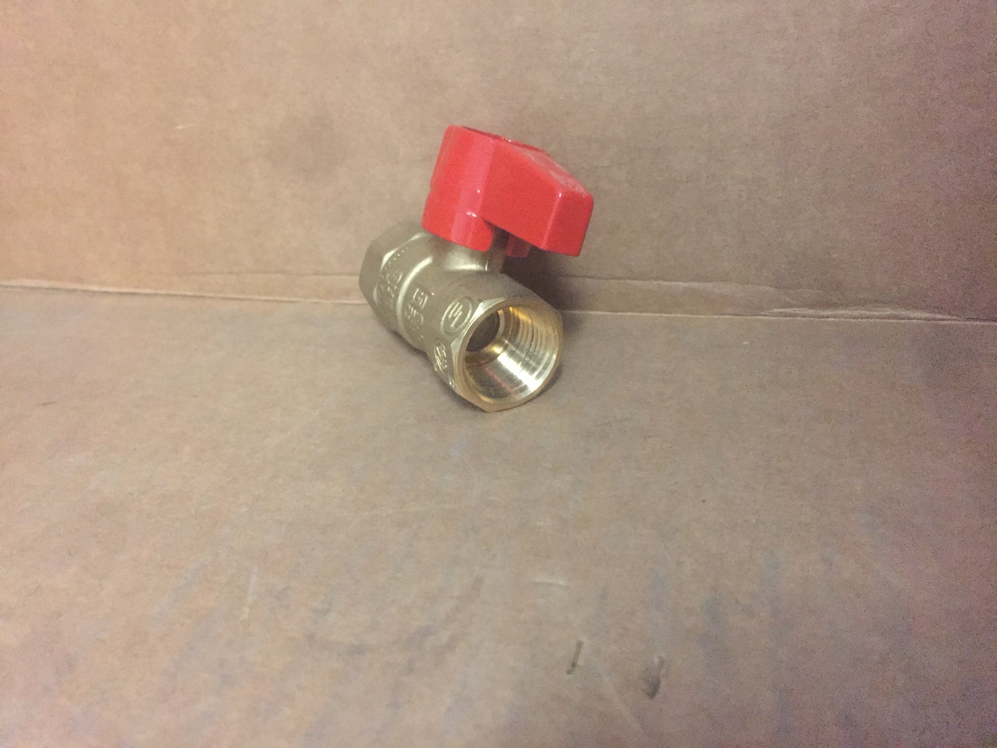 Gas Cock Gas Service Ball Valve - Brass - 1/2" Female NPT x 1/2" Female NPT with Aluminum Red Wedge Handle