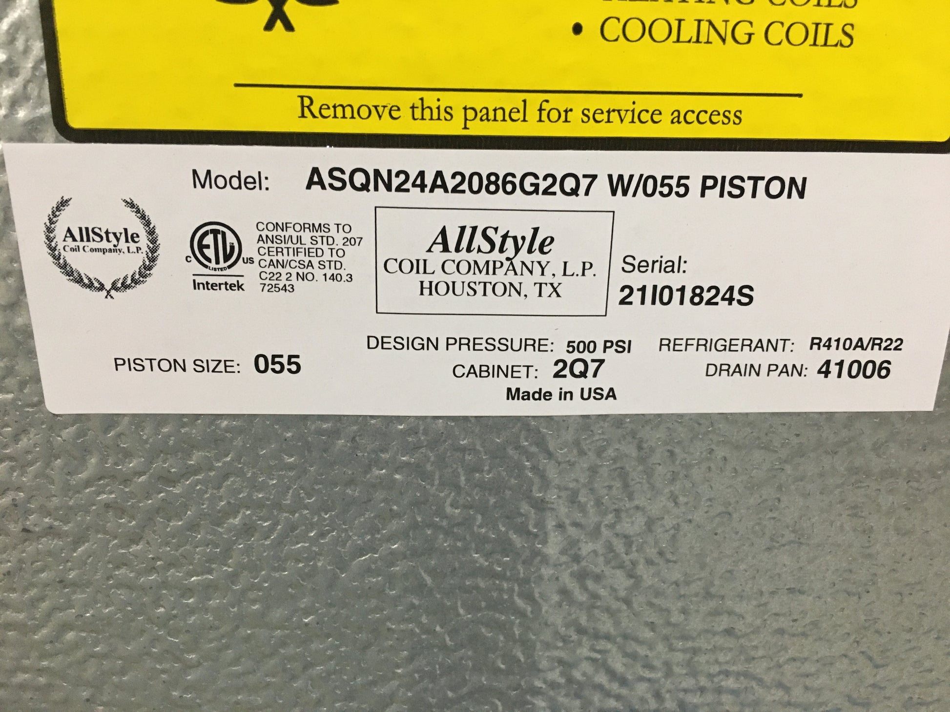1 1/2 - 2 TON AC/HP UPFLOW/HORIZONTAL CASED ALUMINUM "A" COIL, R-22/R-410A CFM 800