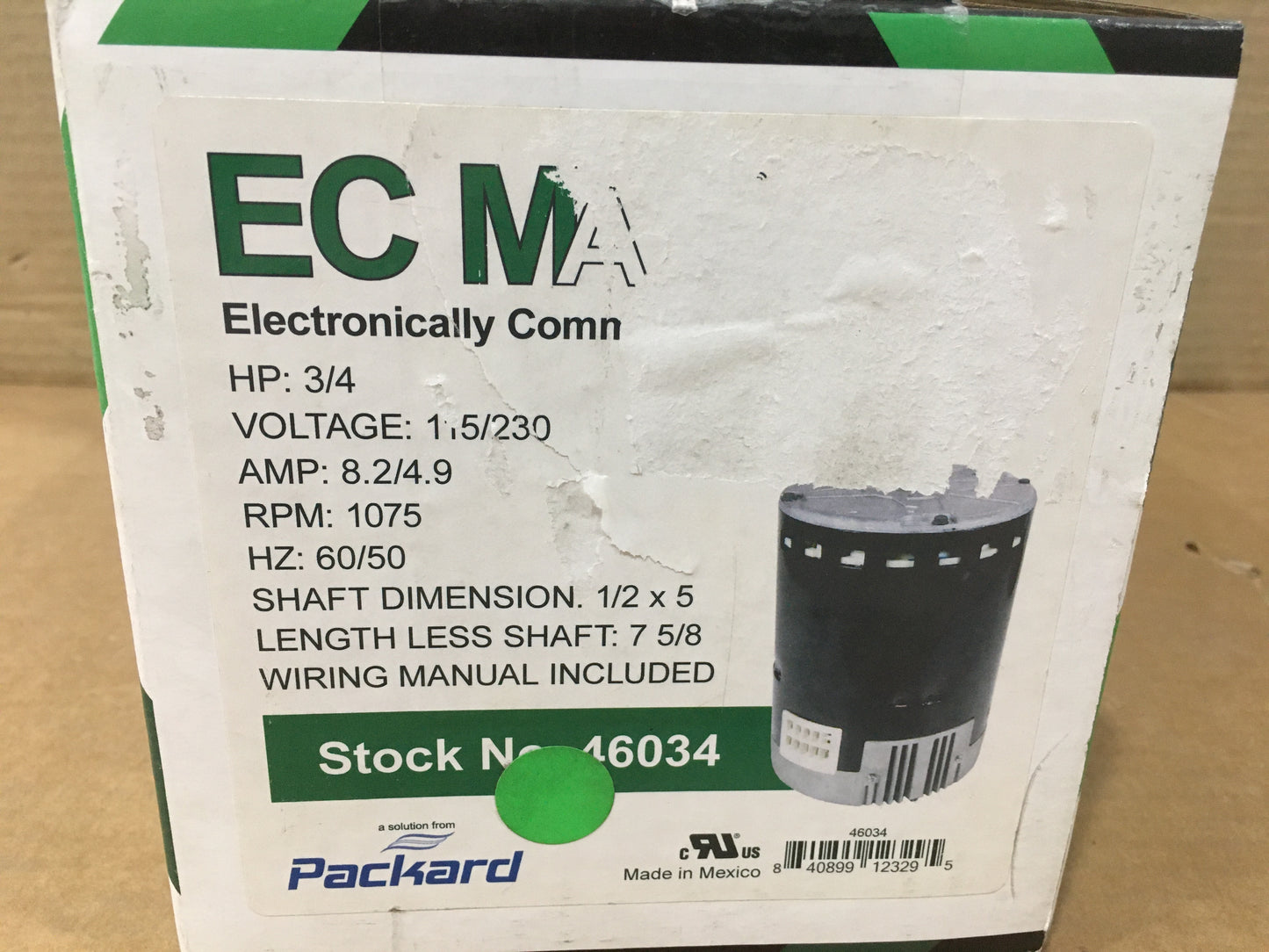 3/4 HP ECM BLOWER MOTOR 115-230/50-60/1 1075 RPM MULTI SPEED