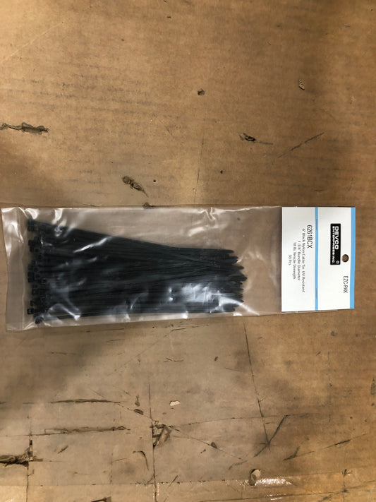 6" BLACK NYLON CABLE TIE UV RESISTANT 50 PACK