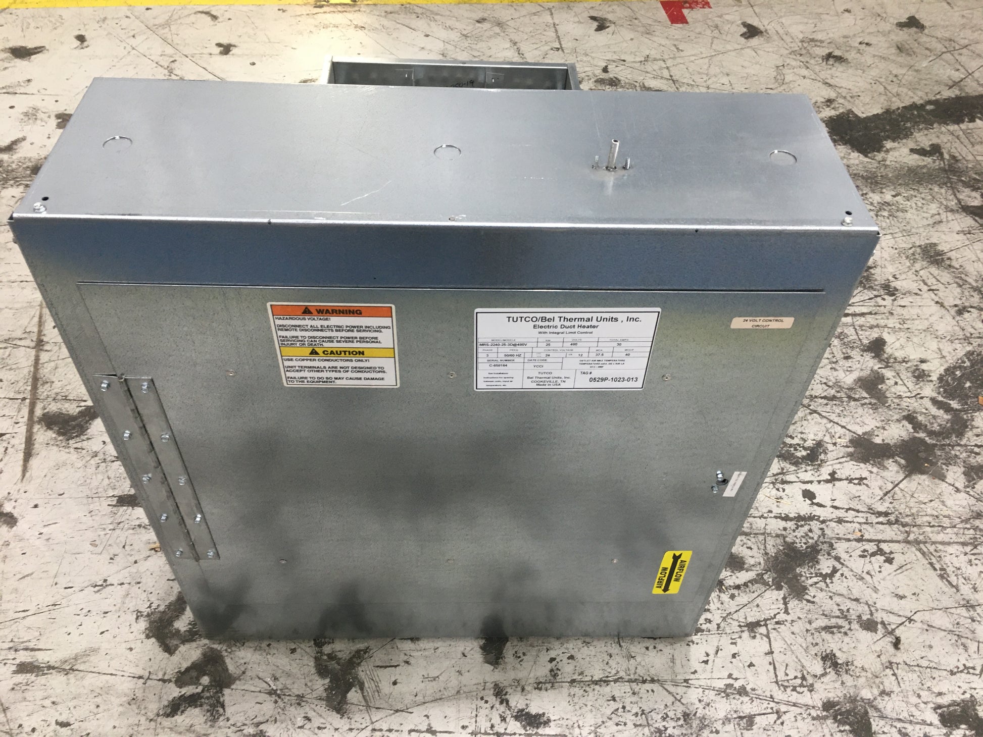 25 KW ELECTRIC DUCT HEATER 480/50-60/3 30 AMPS 2 STAGE