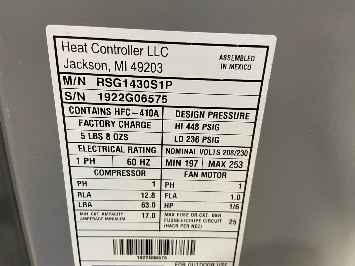 2 1/2 TON SPLIT-SYSTEM AIR CONDITIONER 208-230/60/1 R-410A 14 SEER