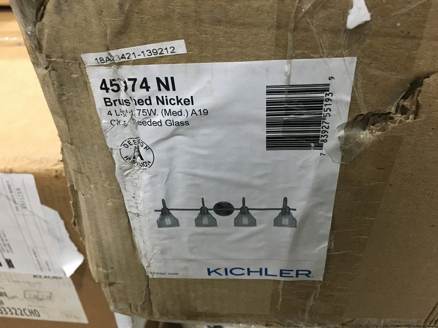 AVERY 4 LIGHT CLEAR SEEDED GLASS BRUSHED NICKEL VANITY LIGHT